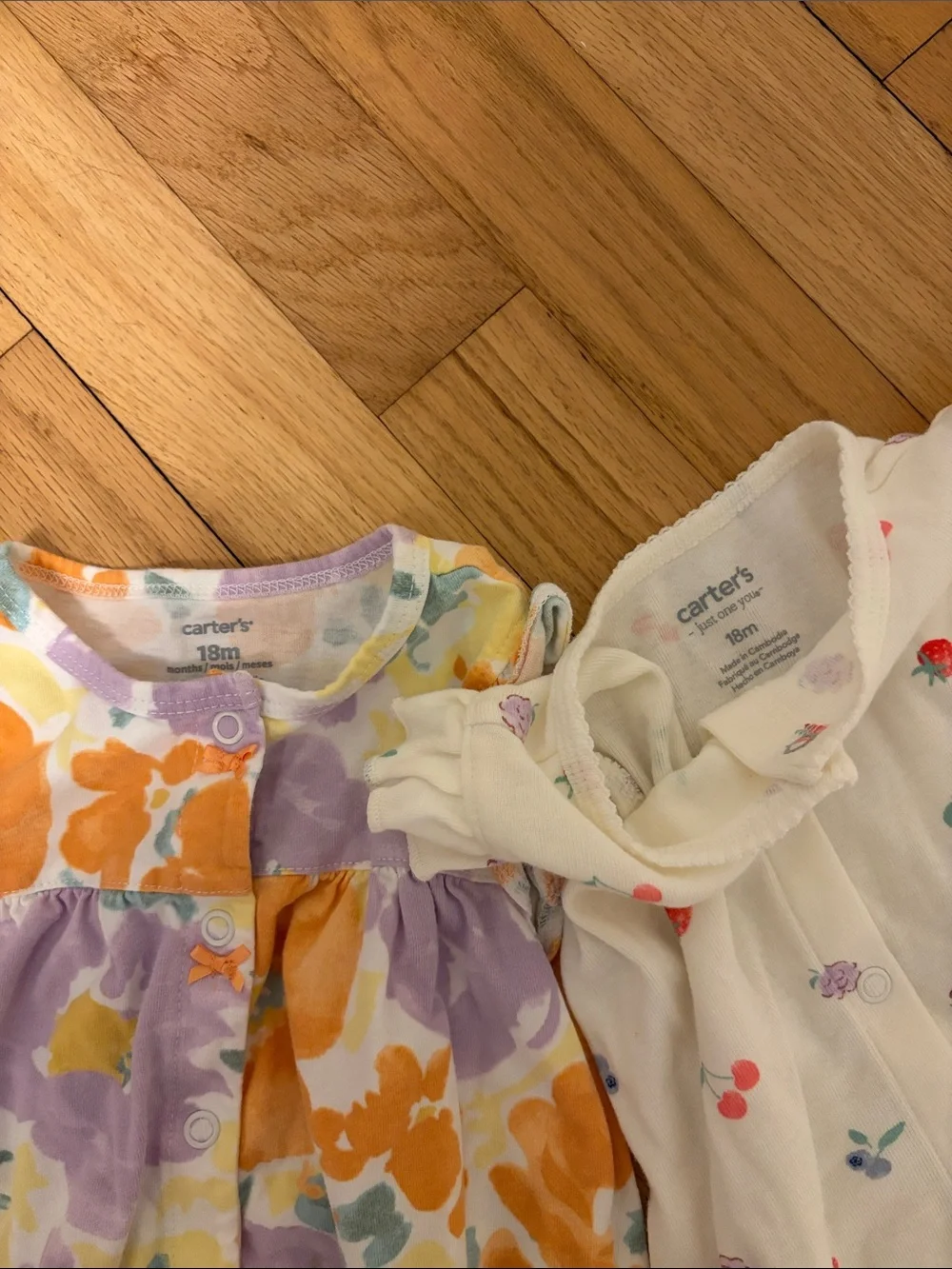 Carter's Girls Floral & Cream Fruit One-Piece Rompers